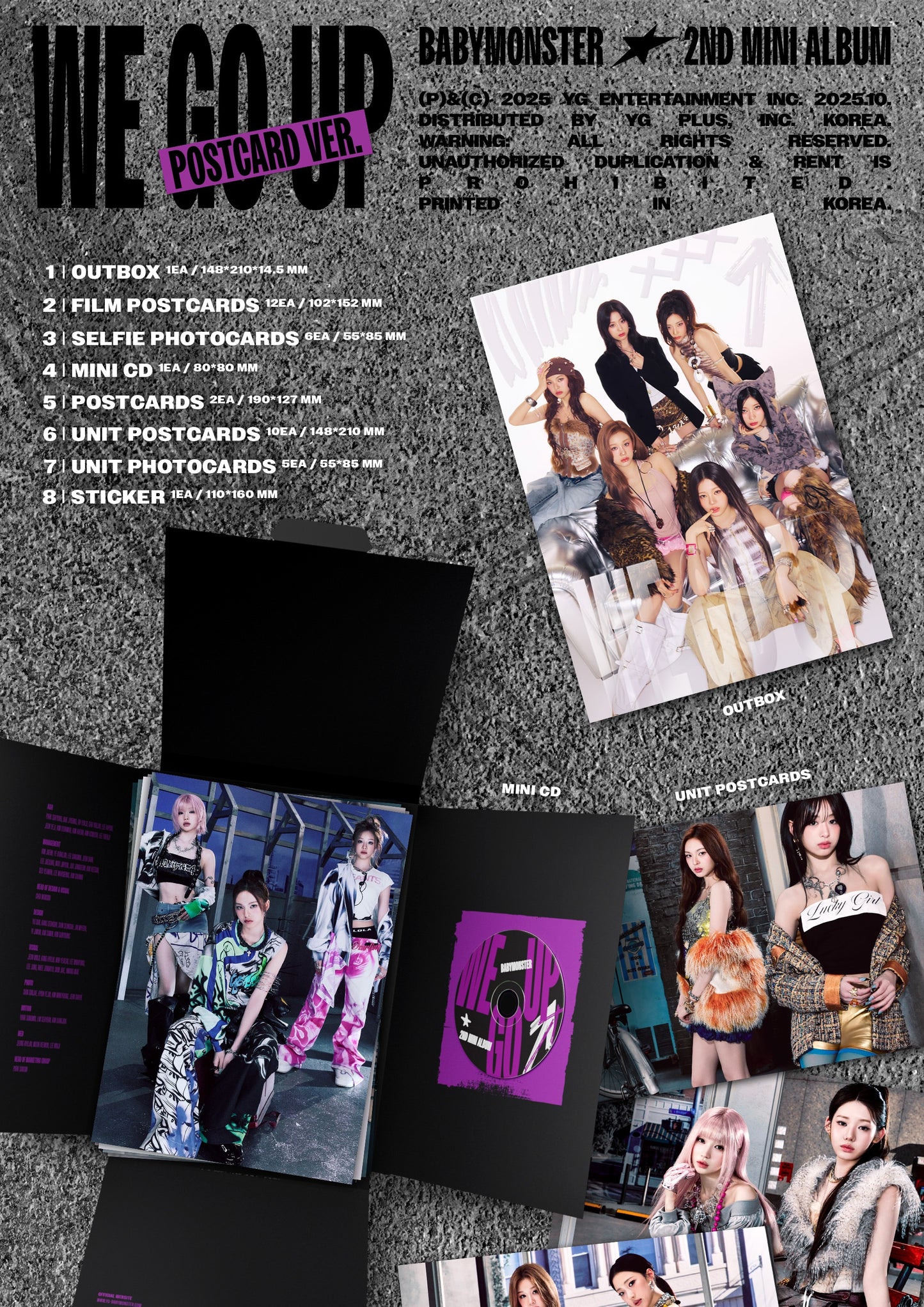 (PRE-ORDER 2025-10-10) BABYMONSTER - 2nd Mini Album [WE GO UP] Postcard Version.