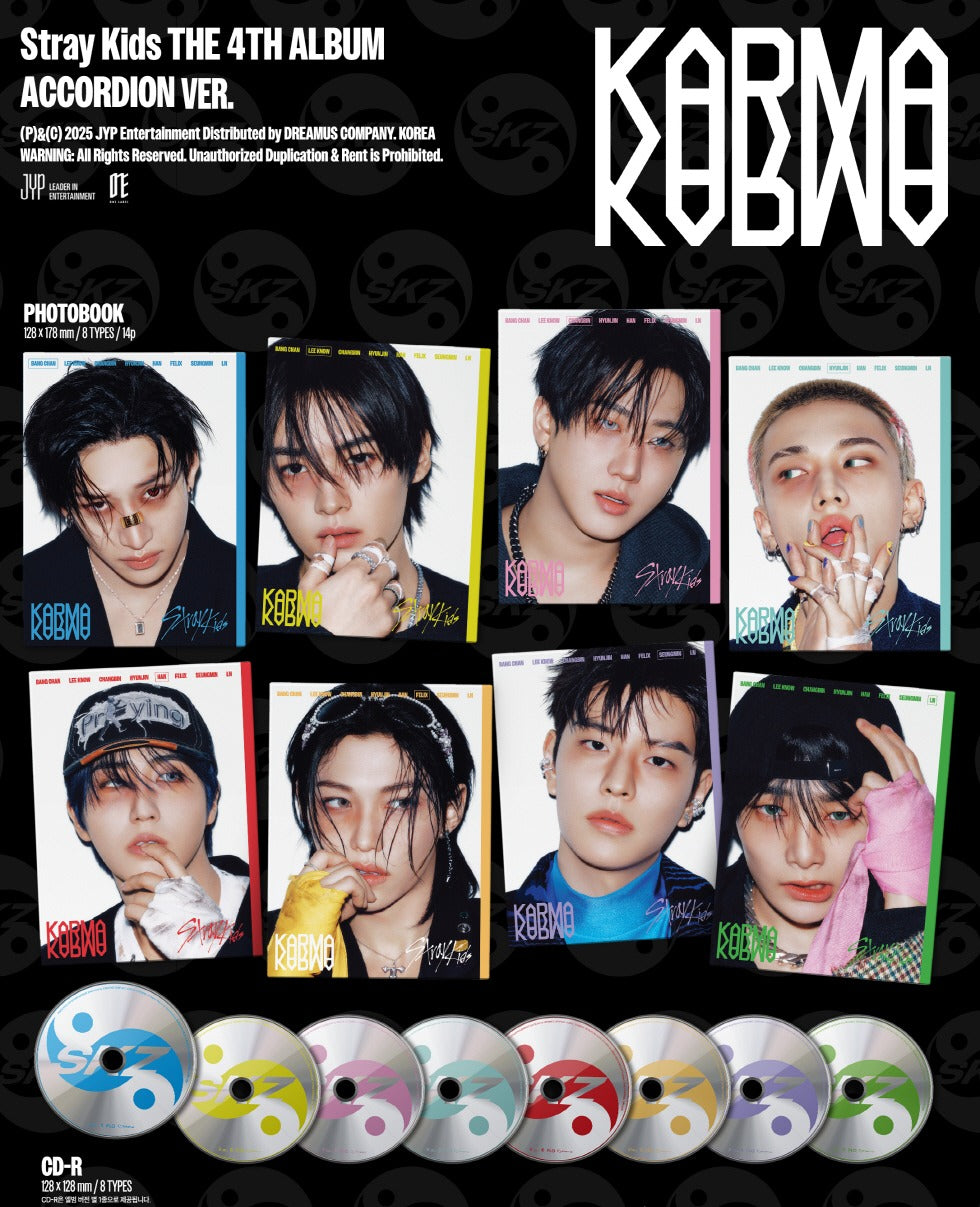 straykids アルバム　8種　×3 accordion KARMA ① Stray Kids - 4th Full Album [KARMA] ACCORDION Version (8