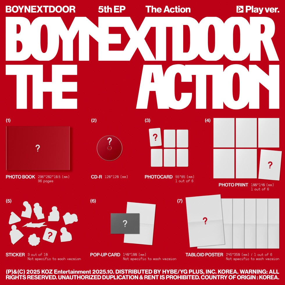 (PRE-ORDER 2025-10-20) BOYNEXTDOOR - 5th EP Album [The Action] (3 Versions) Set