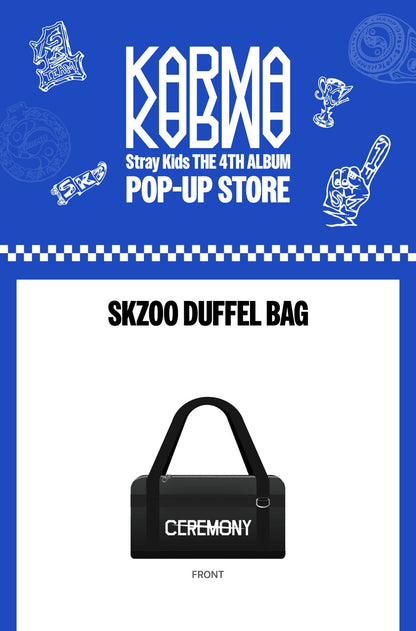 (PRE-ORDER 2025-11-18) Stray Kids - OFFICIAL MD [KARMA POP-UP] SKZOO DUFFEL BAG (This is for your SKZOO plush).