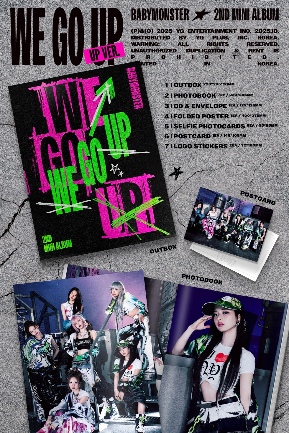 BABYMONSTER - 2nd Mini Album [WE GO UP] (3 Versions) Random 1ea