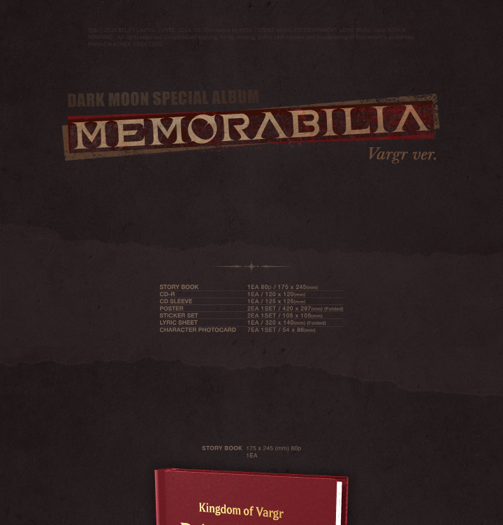 ENHYPEN Dark Moon Special Album Memorabilia Vargr Version.