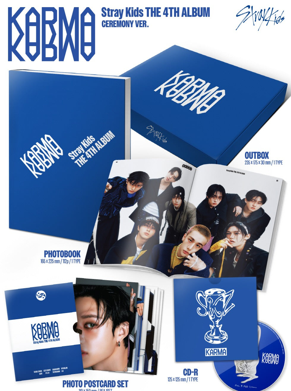 (PRE-ORDER 2025-08-22) Stray Kids - 4th Full Album [KARMA] (2 Versions) Set (POB Photocard 2ea Included)