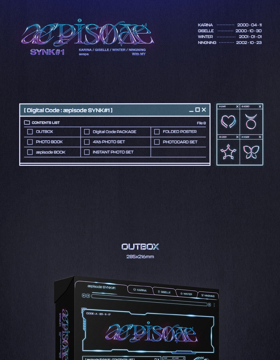 aespa - æpisode SYNK#1 [Digital Code] (POB - 4 cut photo - pre