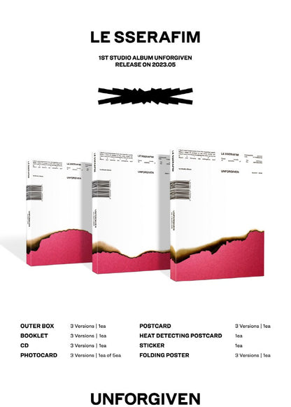 LE SSERAFIM - 1st Studio Album UNFORGIVEN (3 VERSIONS).