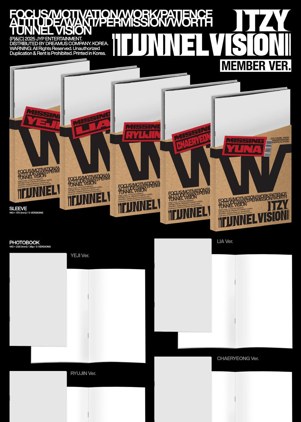 (PRE-ORDER 2025-11-10) ITZY - [TUNNEL Vision] Member Version (5 Versions) Random 1ea