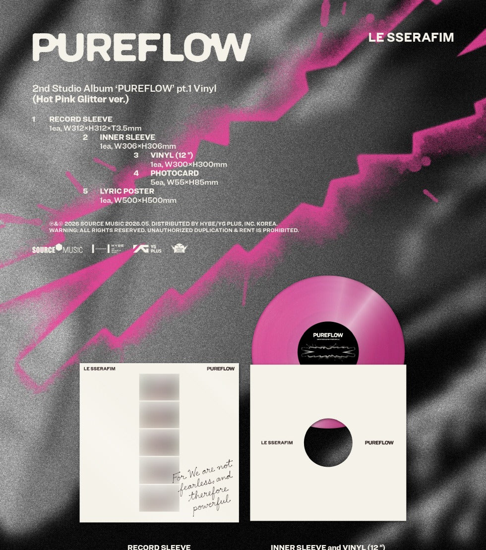 (PRE-ORDER 2026-05-22) LE SSERAFIM - 2nd Studio Album [PUREFLOW pt.1] LP Vinyl Version (2 Versions) Random 1ea