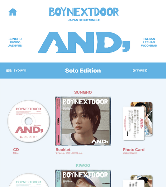 BoyNextDoor - Japan 1st Single Album [AND,] Solo Edition (6 Versions).