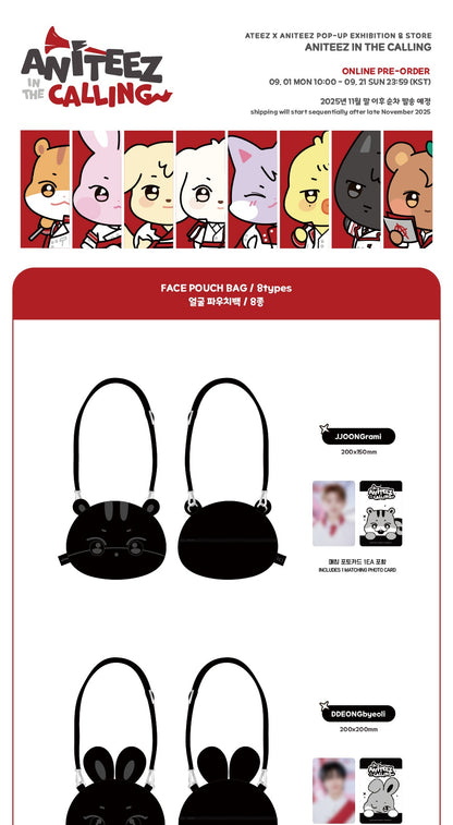 (PRE-ORDER 2025-12-10) ATEEZ - OFFICIAL MD [ANITEEZ IN THE CALLING] FACE POUCH BAG (8 Versions)(POB - Photocard 1ea).