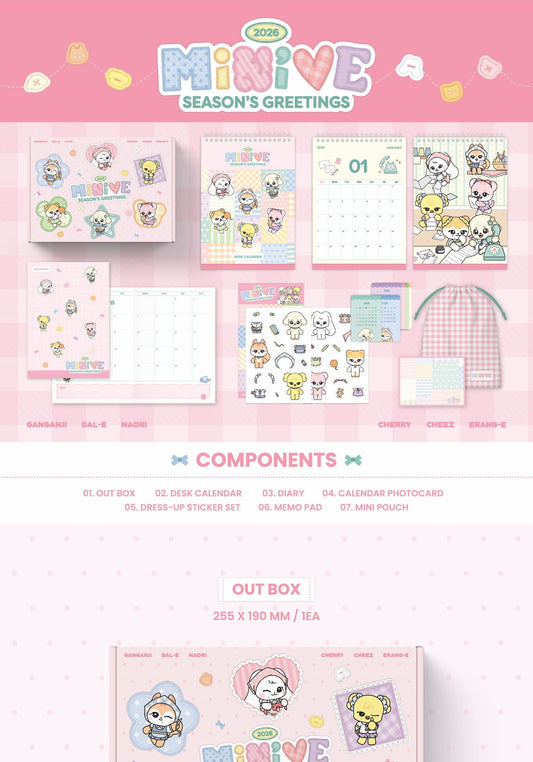 (PRE-ORDER 2025-12-26) IVE - MiNiVE 2026 Season's Greetings (💝 K-Towns 2026 Season's Greetings Event!)