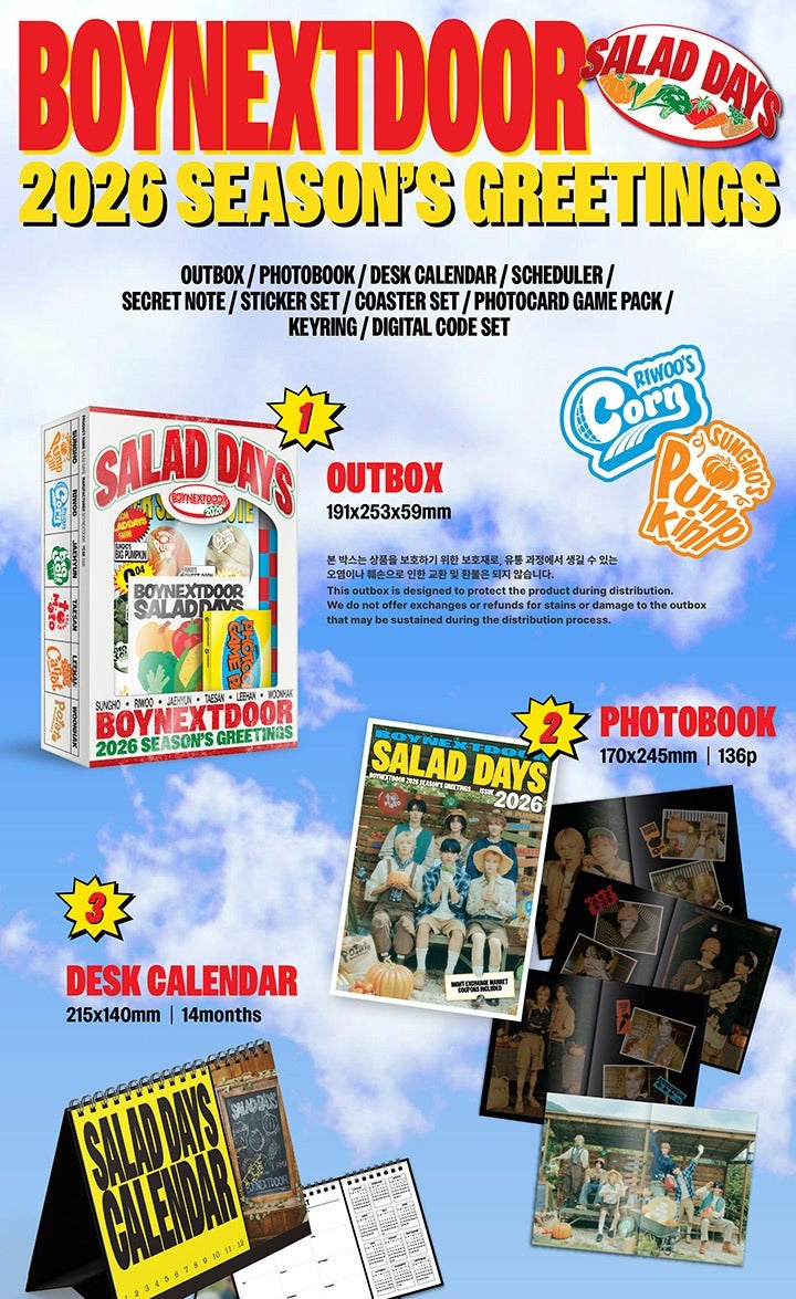 (PRE-ORDER 2025-12-24) BOYNEXTDOOR - 2026 Season's Greetings [SALAD DAYS](POB - Unit Printed Photo 2ea)(💝 K-Towns 2026 Season's Greetings Event!)