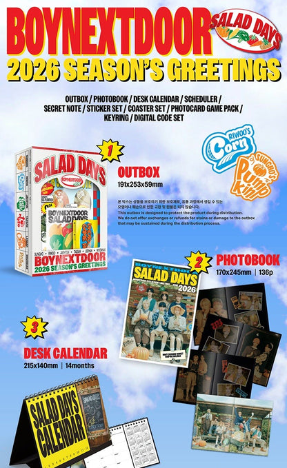 (PRE-ORDER 2025-12-24) BOYNEXTDOOR - 2026 Season's Greetings [SALAD DAYS](POB - Unit Printed Photo 2ea)(💝 K-Towns 2026 Season's Greetings Event!)