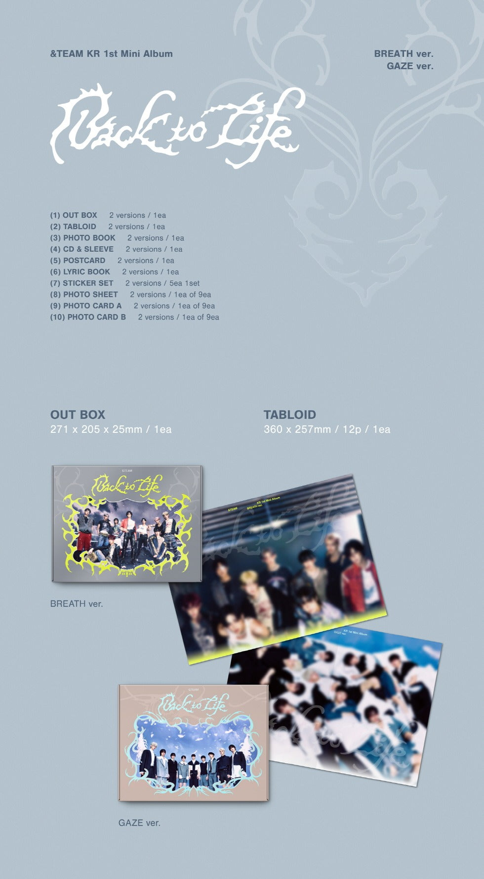 &TEAM - Korea 1st Mini Album [Back to Life] (2 Versions)(Weverse Shop POB Included).