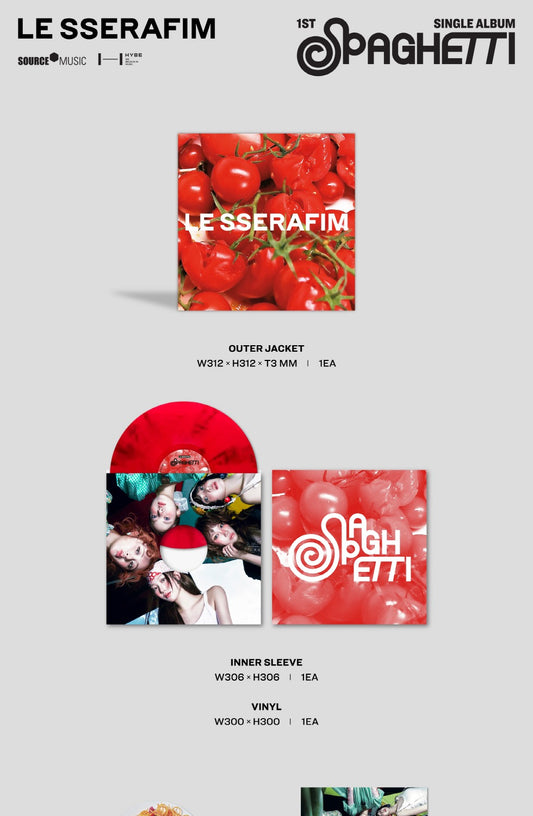 (PRE-ORDER 2026-01-30) LE SSERAFIM - 1st Single Album [SPAGHETTI] LP Vinyl Version (2 Versions) Random 1ea