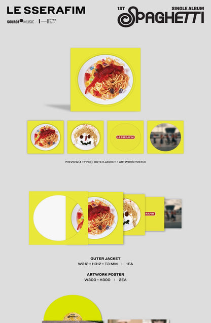 (PRE-ORDER 2026-01-30) LE SSERAFIM - 1st Single Album [SPAGHETTI] LP Vinyl Version (2 Versions) Random 1ea