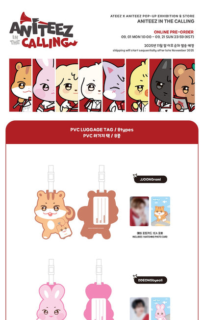(PRE-ORDER 2025-12-10) ATEEZ - OFFICIAL MD [ANITEEZ IN THE CALLING] PVC LUGGAGE TAG (8 Versions)(POB - Photocard 1ea).