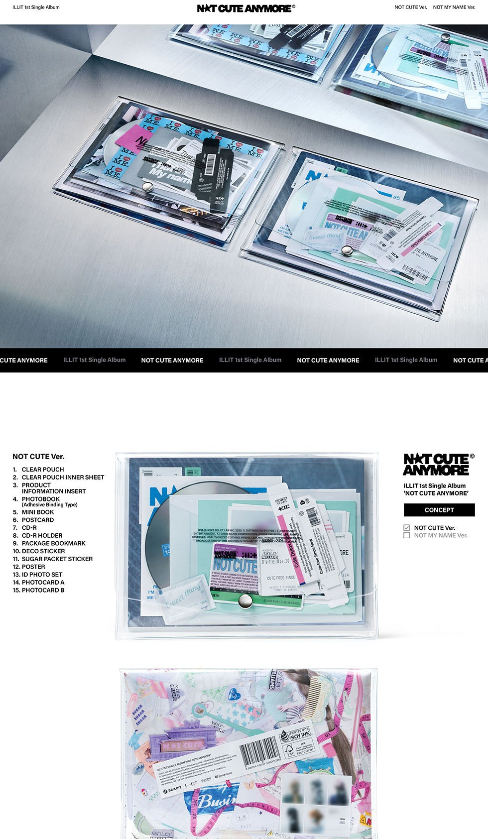 (PRE-ORDER 2025-11-24) ILLIT - 1st Single Album [NOT CUTE ANYMORE] (2 Versions) Set (POB - Photocard 2ea Included - Pre-order only)