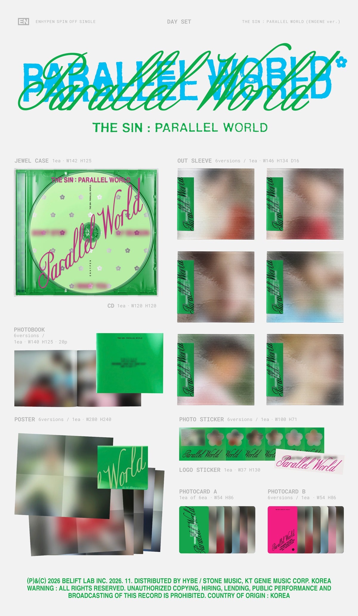 (PRE-ORDER 2026-11-23) ENHYPEN - [THE SIN : PARALLEL WORLD] ENGENE Version (12 Versions) Random 1ea (🎁POB Included - Pre-order only)