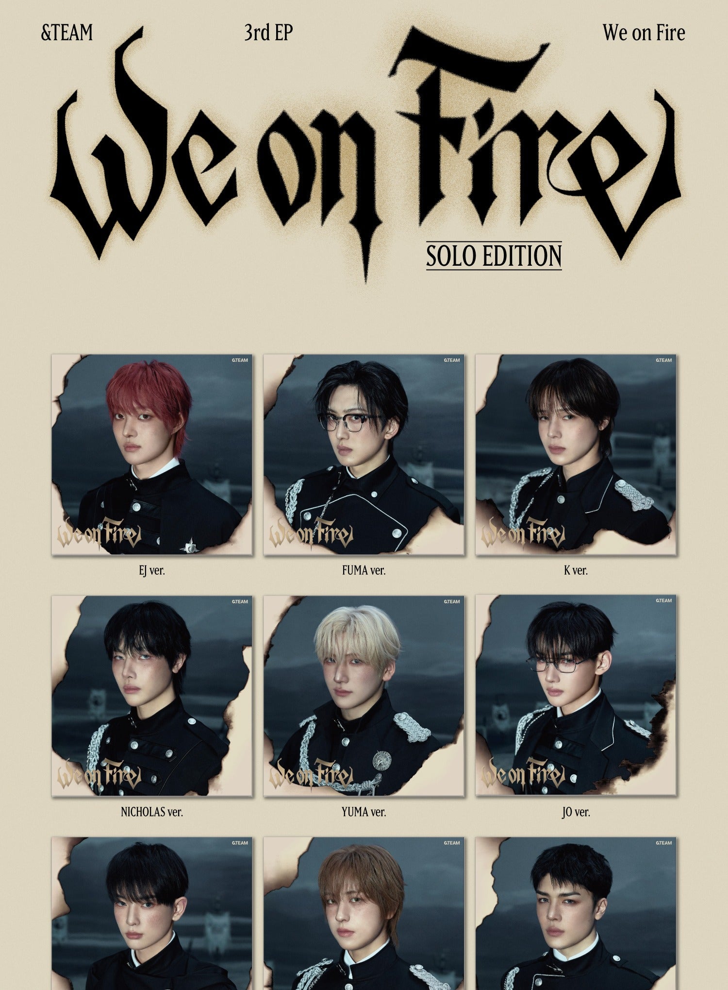 &TEAM - Japan 3rd EP Album [We on Fire] Solo Edition (9 Versions