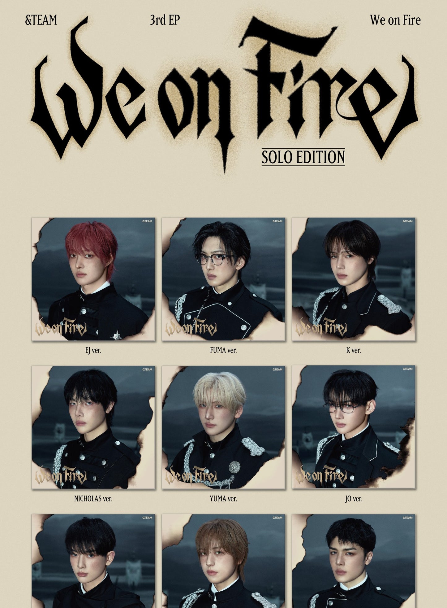 &TEAM - Japan 3rd EP Album [We on Fire] Solo Edition (9 Versions)