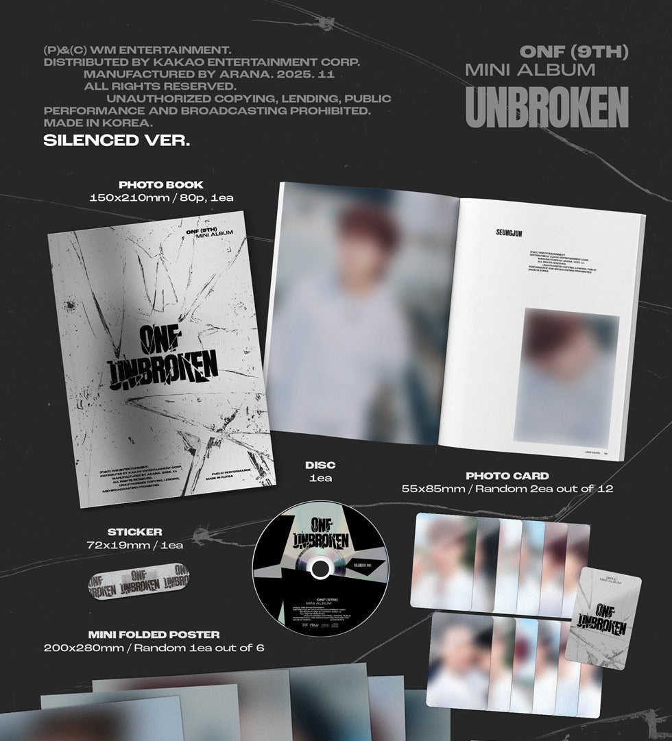 (PRE-ORDER 2025-11-11) ONF - 9th Mini Album [UNBROKEN] (2 Versions) Random 1ea