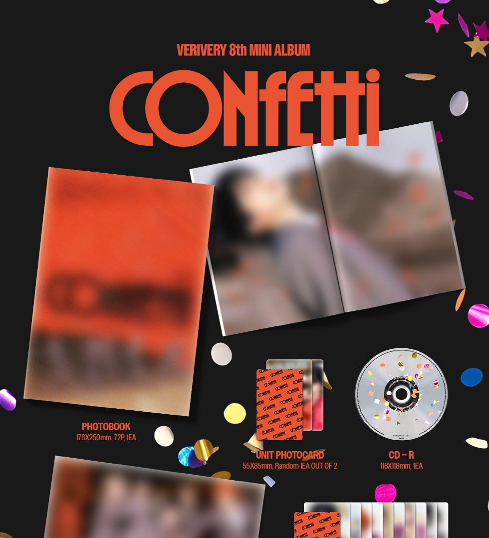 (PRE-ORDER 2026-09-07) VERIVERY 베리베리 - 8th Mini Album [CONFETTI] Photobook Version [K-Towns Exclusive Signed Album + Official Photocard Set]