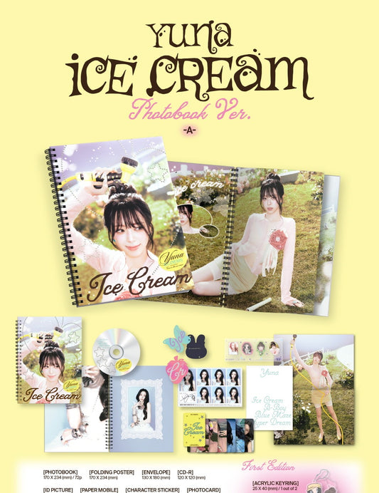 YUNA (ITZY) - 1st Mini Album [Ice Cream] Photobook Version (2 Versions) Random 1ea (POB Option available)