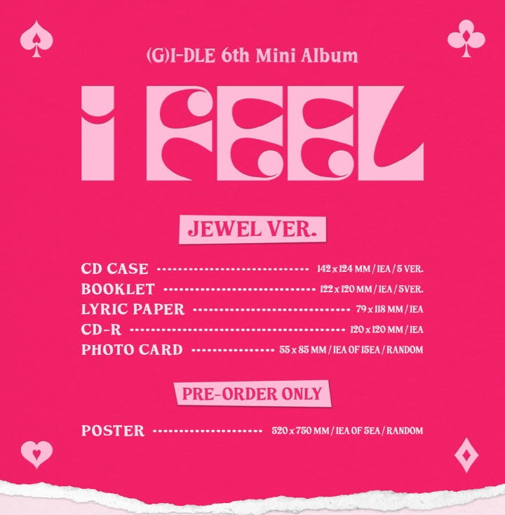 (G)I-DLE 6th Mini Album, I feel, Jewel Version (5 Versions).