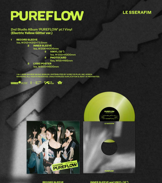 (PRE-ORDER 2026-05-22) LE SSERAFIM - 2nd Studio Album [PUREFLOW pt.1] LP Vinyl Version (2 Versions) Random 1ea