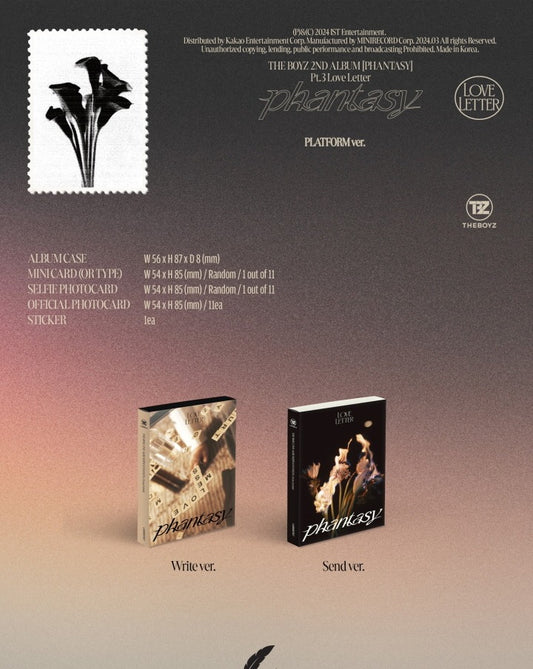 The Boyz 2nd Album Phantasy PT.3 Love Letter Platform Version (2 Versions).