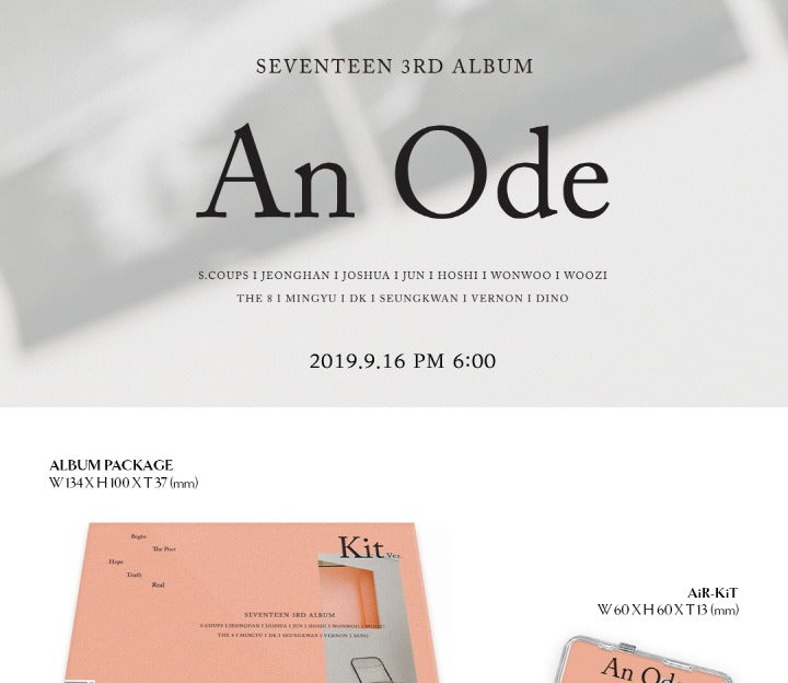 Seventeen 3rd Album An Ode KiT Version – K-Towns