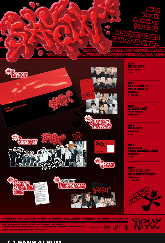 (PRE-ORDER 2026-08-24) NEXZ - 4th Mini Album [SAUCIN'] STICKER FANS ALBUM Version (2 Versions) Random 1ea