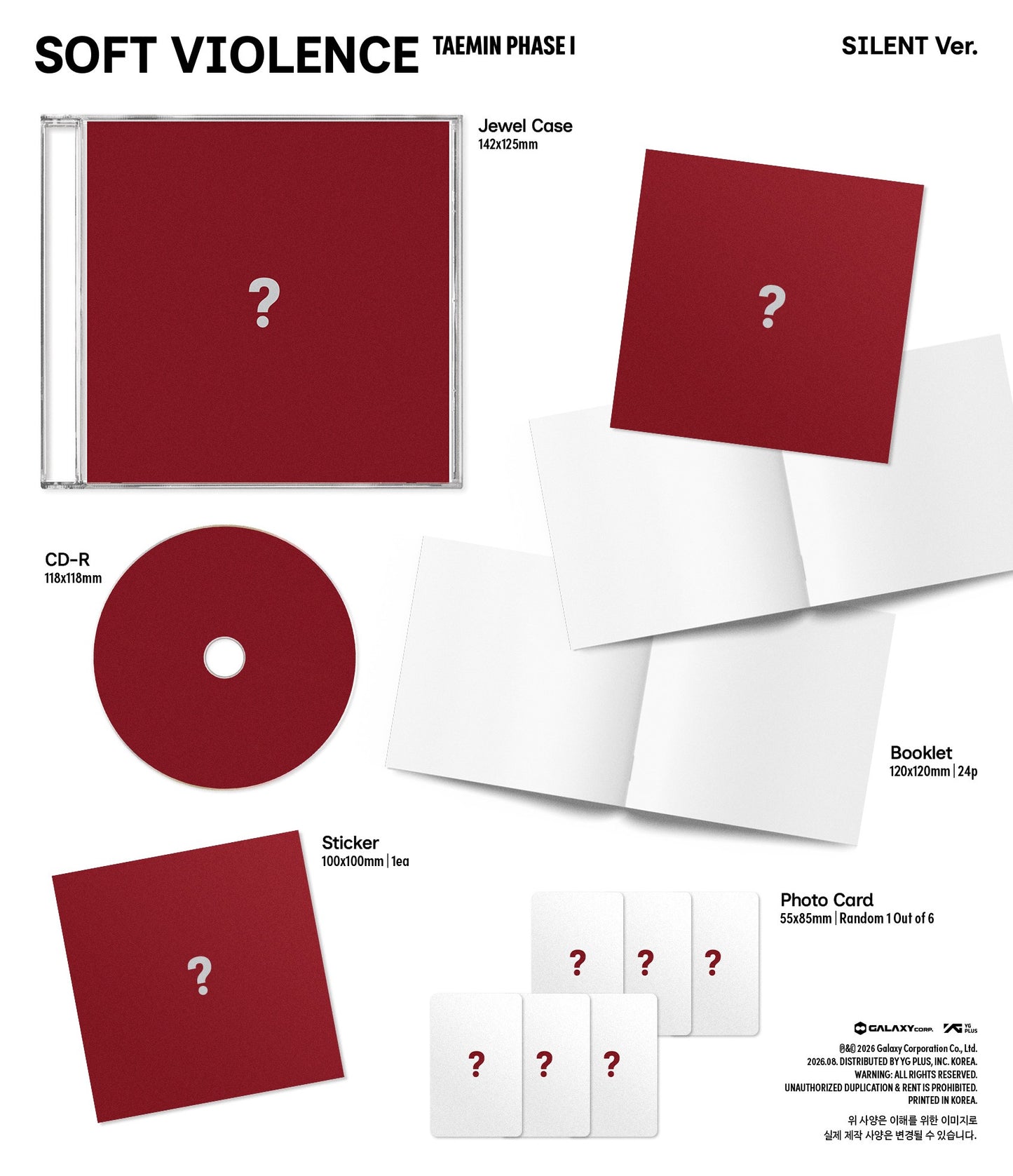 (PRE-ORDER 2026-08-31) TAEMIN (SHINee) - [PHASE I : Soft Violence] JEWEL Version (2 Versions) Random 1ea