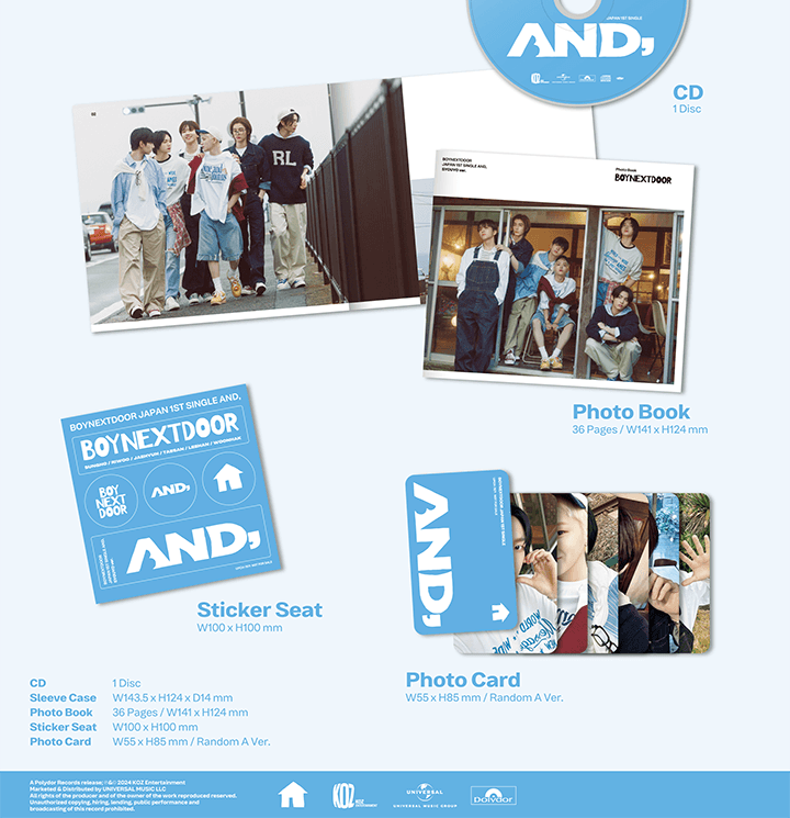 BOYNEXTDOOR Japan 1st Single Album AND, Limited & Standard (3 BOYNEXTDOOR Japan 1st Single Album AND, Limited & Standard (3