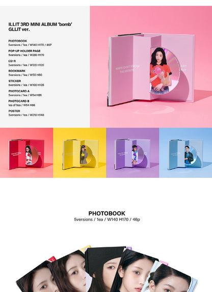 ILLIT - 3rd Mini Album [bomb] GLLIT Version (5 Versions).