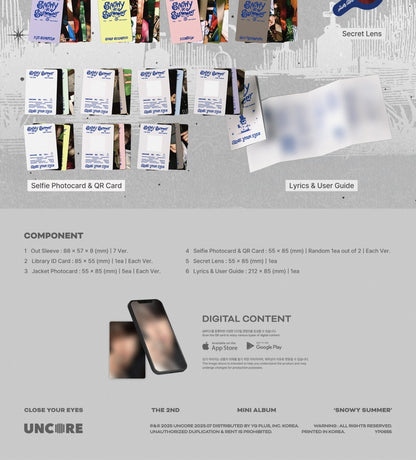 CLOSE YOUR EYES - 2nd Mini Album [Snowy Summer] ID Card Versions (Poca Album Version)(7 Versions)