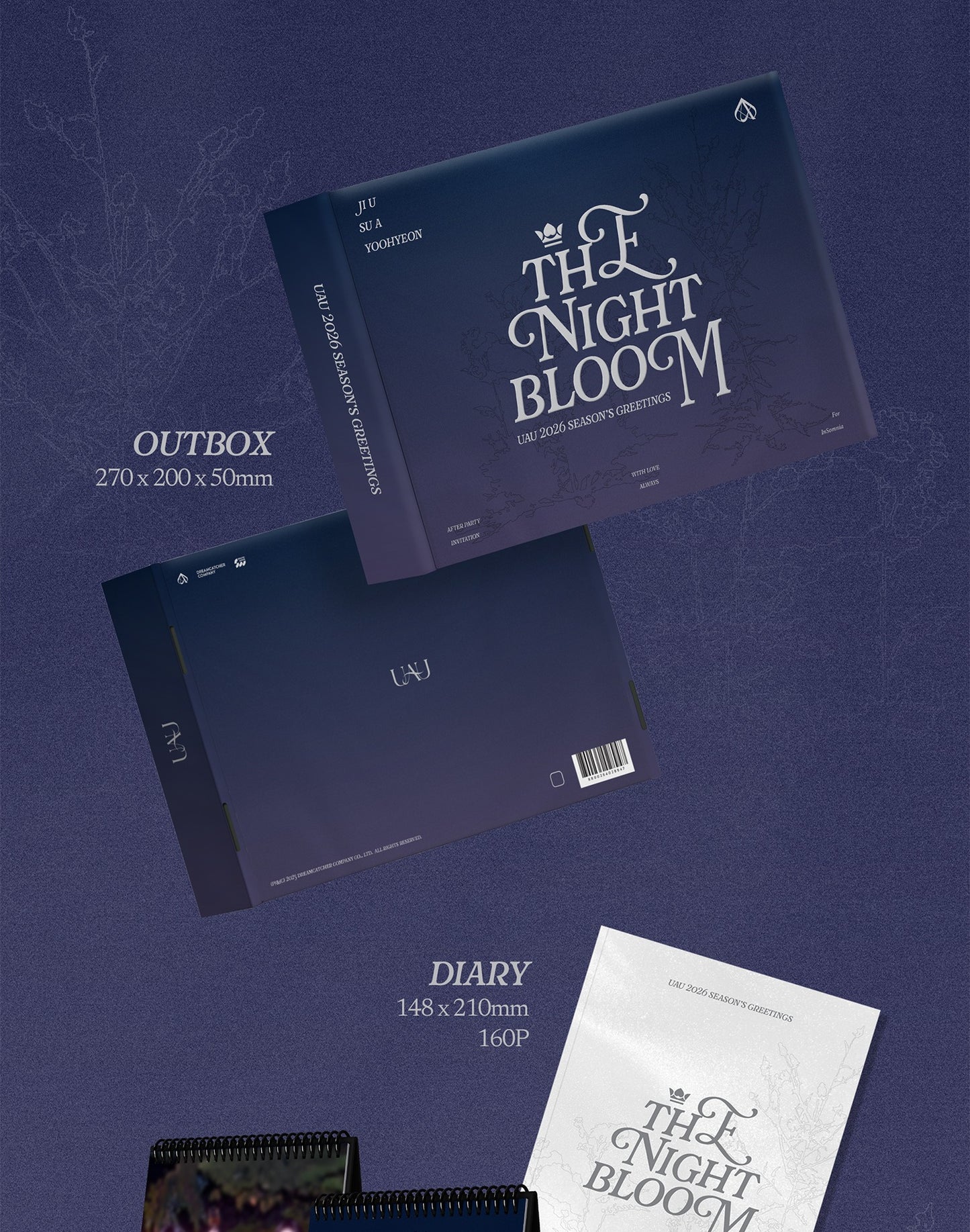 (PRE-ORDER 2025-12-26) UAU (Dreamcatcher) - 2026 Season's Greetings [THE NIGHT BLOOM](POB - Unreleased Selfie Photocard 1ea Included - Pre-order only)(💝 K-Towns 2026 Season's Greetings Event!)