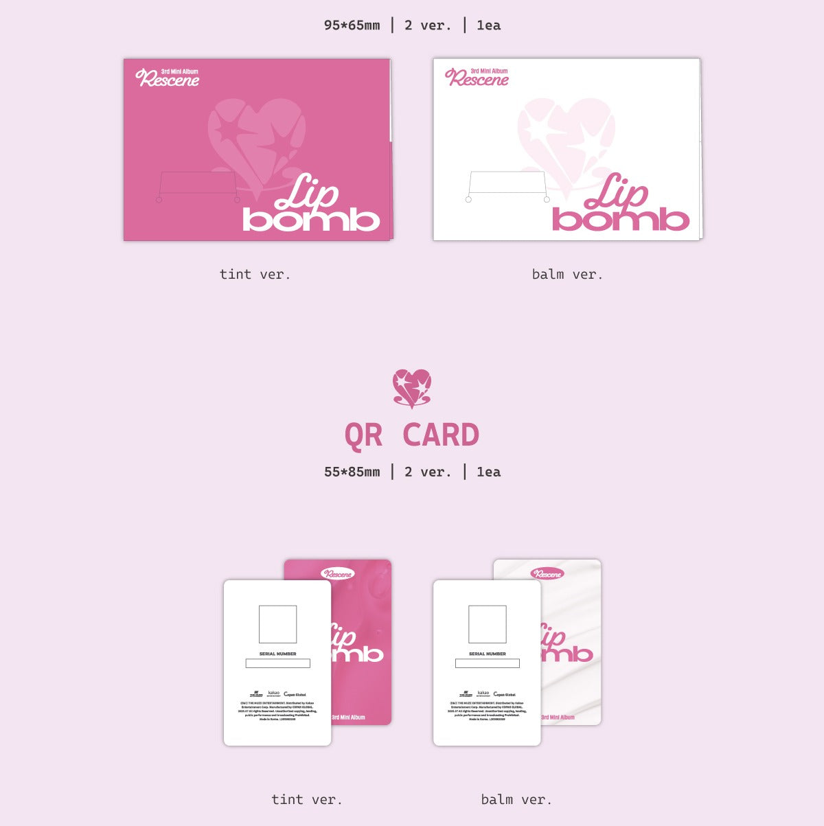 (PRE-ORDER 2025-11-26) RESCENE - 3rd Mini Album [lip bomb] QR (Photocard Version)(2 Versions) Random 1ea