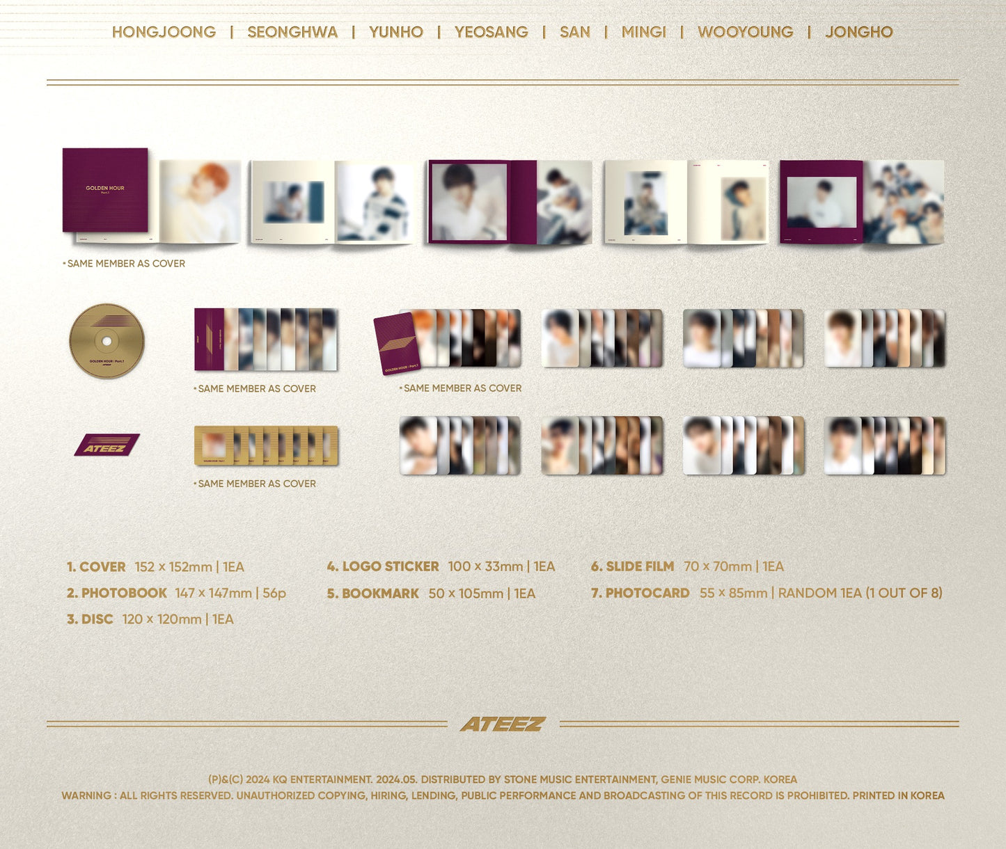 ATEEZ - 10th Mini Album [GOLDEN HOUR Part. 1] Digipak Version (8 Versions)(RESTOCK)