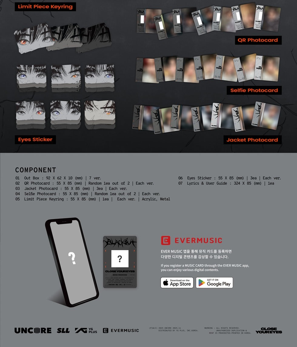 (PRE-ORDER 2025-11-11) CLOSE YOUR EYES - 3rd Mini Album [blackout] eyes Version (7 Versions) Random 1ea
