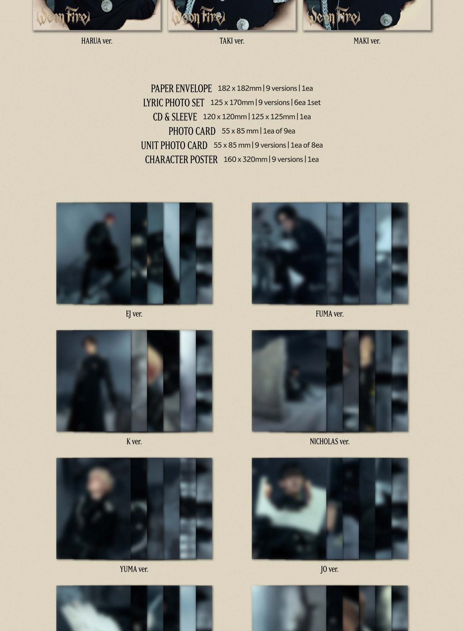 &TEAM - Japan 3rd EP Album [We on Fire] Solo Edition (9 Versions