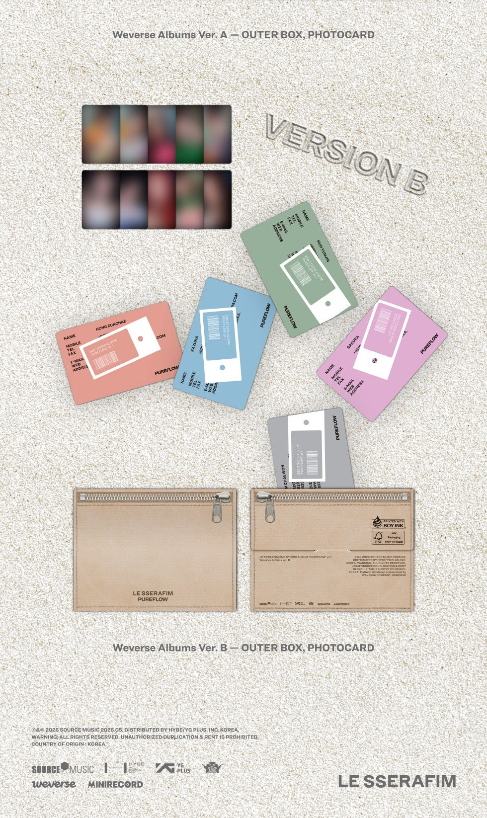 (PRE-ORDER 2026-05-22) LE SSERAFIM - 2nd Studio Album [PUREFLOW pt.1] Weverse Albums Version (2 Versions) Random 1ea