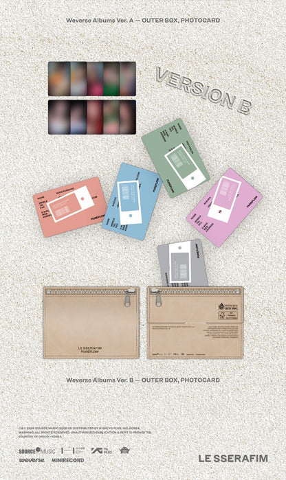 (PRE-ORDER 2026-05-22) LE SSERAFIM - 2nd Studio Album [PUREFLOW pt.1] Weverse Albums Version (2 Versions) Random 1ea