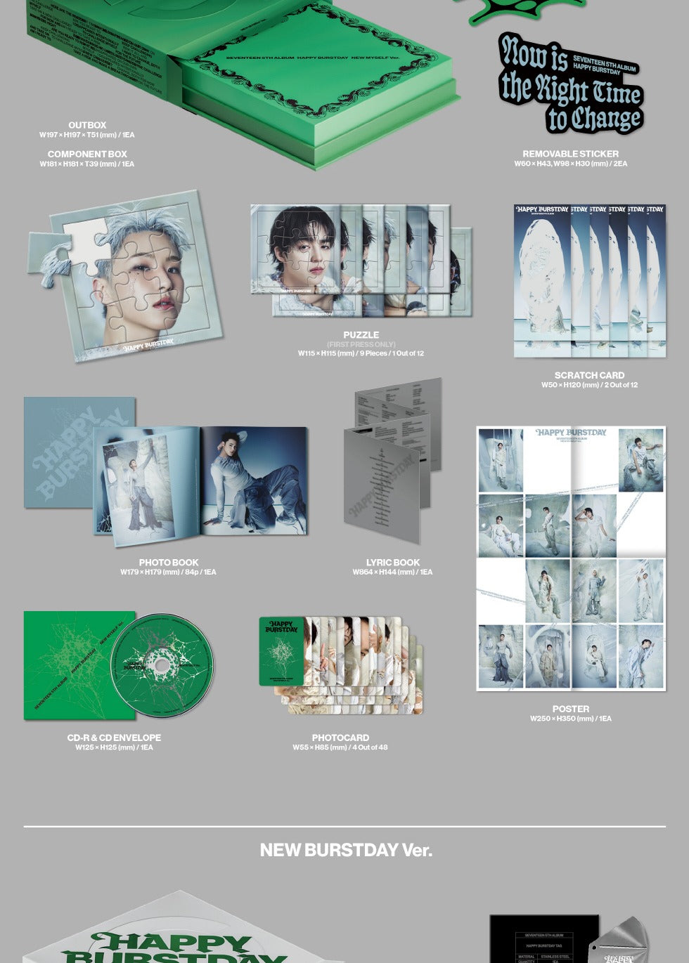SEVENTEEN - 5th Album [HAPPY BURSTDAY] (3 Versions) Set (POB - ID Photo 3ea Included - Limited Quantity)
