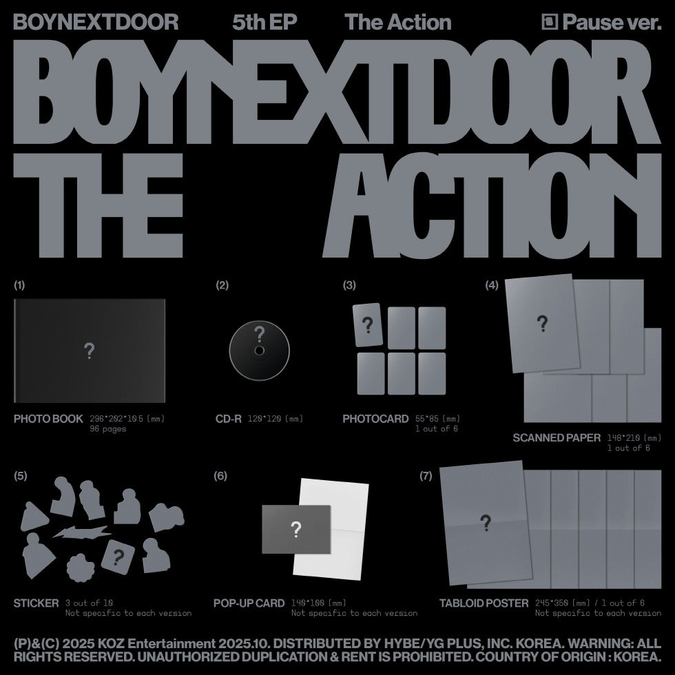 (PRE-ORDER 2025-10-20) BOYNEXTDOOR - 5th EP Album [The Action] (3 Versions) Set