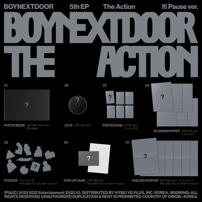 (PRE-ORDER 2025-10-20) BOYNEXTDOOR - 5th EP Album [The Action] (3 Versions) Set