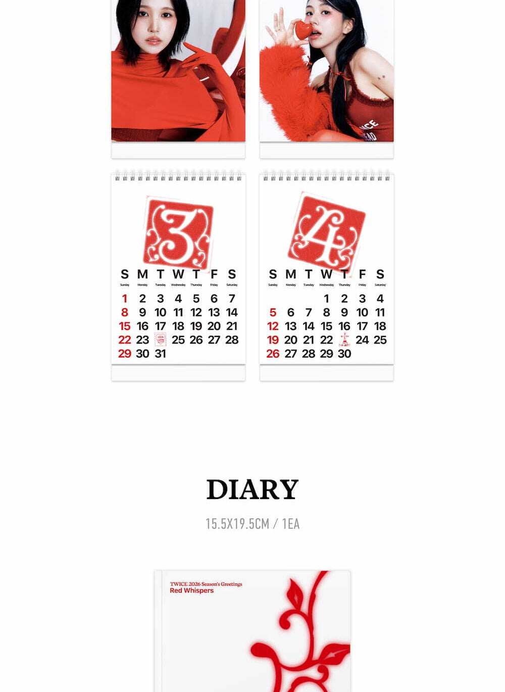 (PRE-ORDER 2025-12-22) Twice - 2026 Season's Greetings [RED WHISPERS] (POB - Photocard Set)(💝 K-Towns 2026 Season's Greetings Event!)