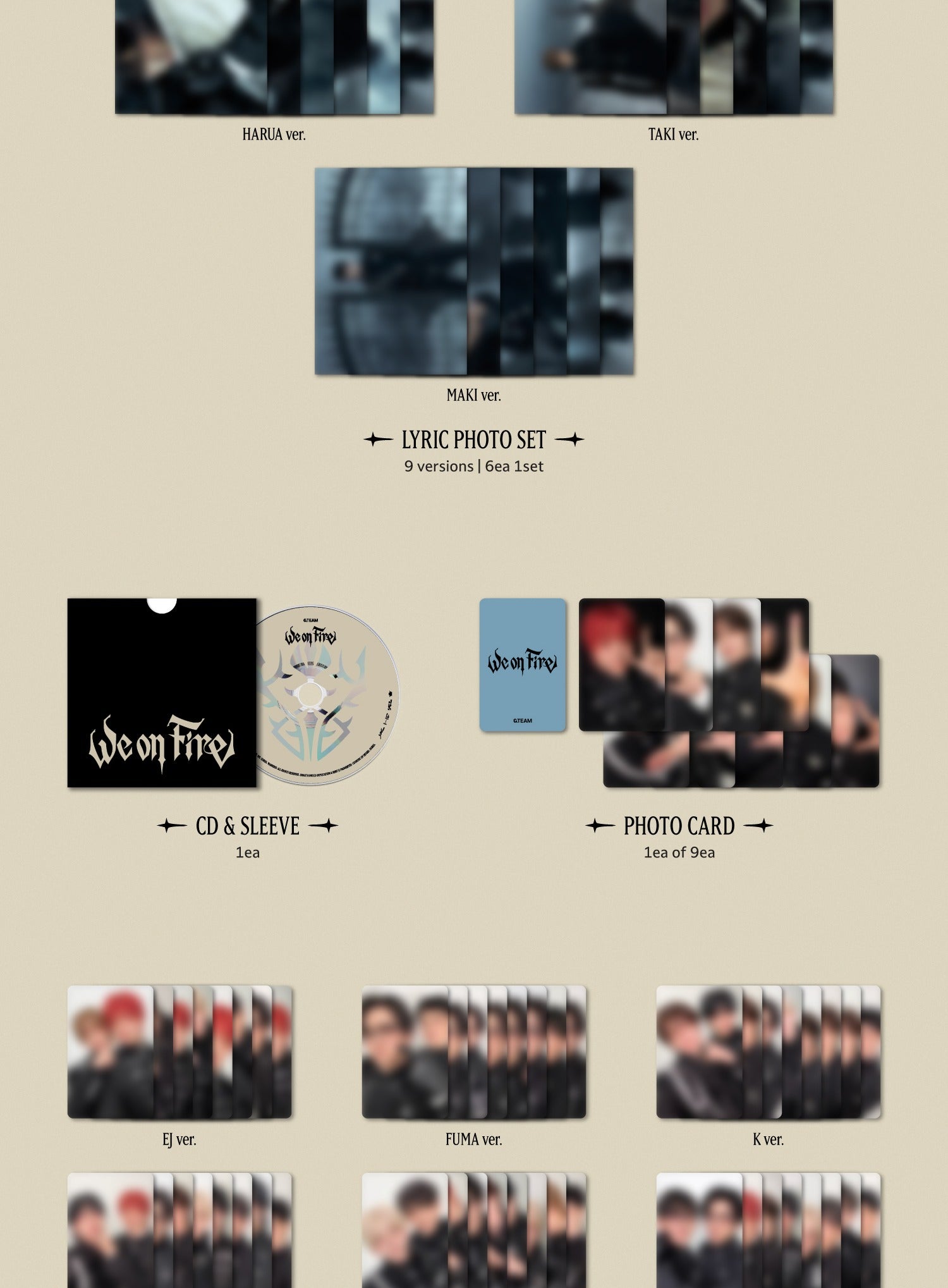 &TEAM - Japan 3rd EP Album [We on Fire] Solo Edition (9 Versions