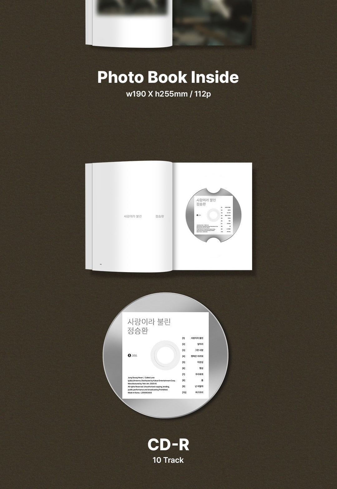 Jung Seung Hwan 정승환 - Full Album [사랑이라 불린 Called Love] Photobook Version(RESTOCK 2026-09-14)