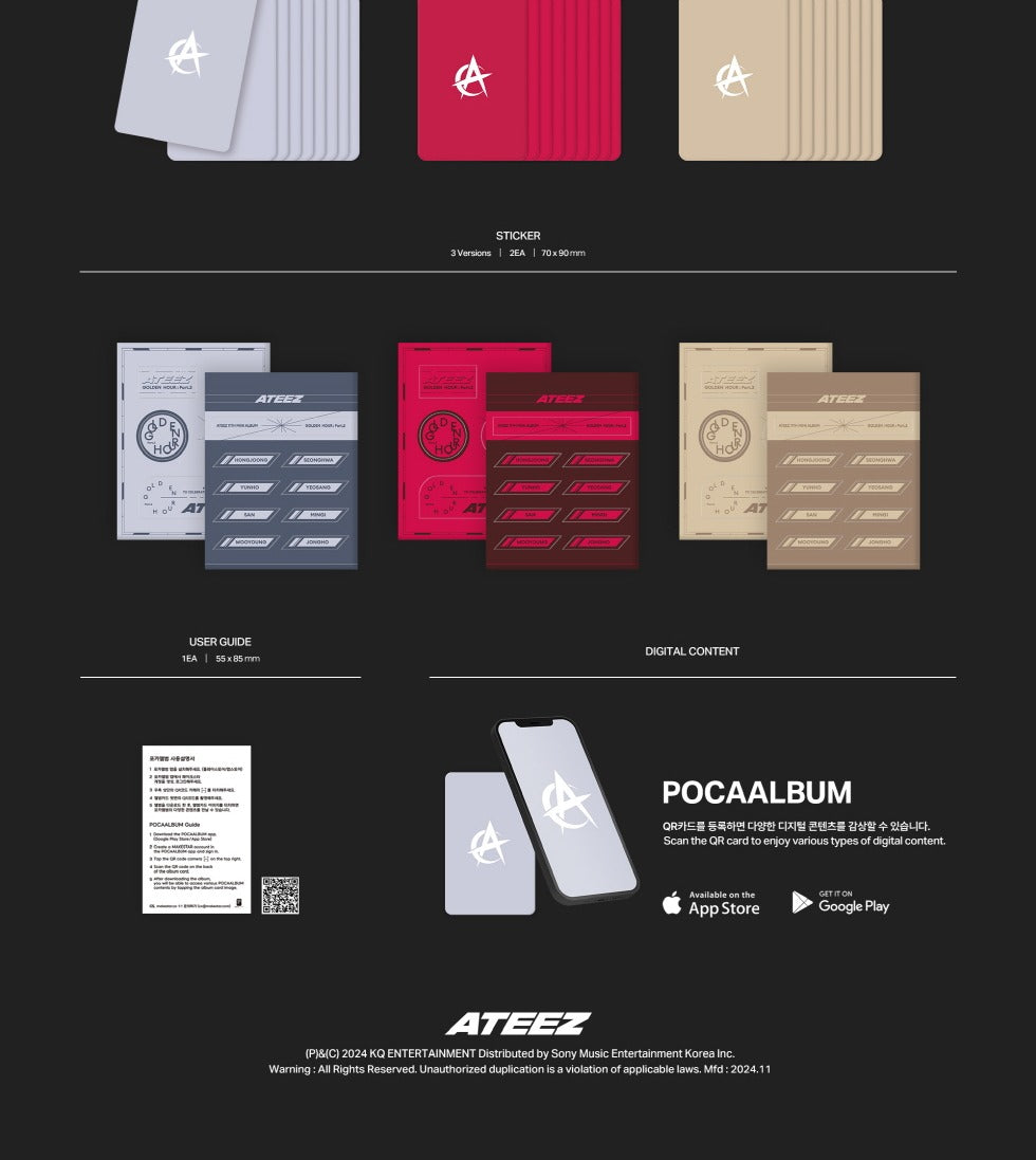 ATEEZ - 11th Mini Album GOLDEN HOUR: Part.2 POCAALBUM Version (3 Versions).